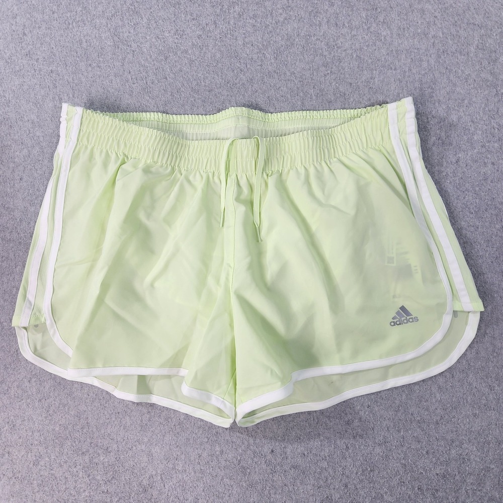 adidas 3-Stripes Lined Running M20 Shorts Womens XL Almost Lime/White Primegreen